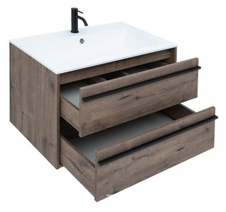 Тумба под раковину  80 см, 2 выдвиж. ящика, цвет Дуб Веллингтон (без раковины арт.270158) Aquanet Lino 253912