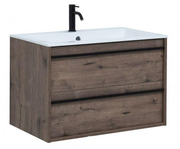Тумба под раковину  80 см, 2 выдвиж. ящика, цвет Дуб Веллингтон (без раковины арт.270158) Aquanet Lino 253912