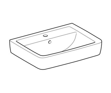 Раковина 650х480хh100мм, с 1 отв.д/смесит., с переливом, (без креплений),  ZZ Geberit Renova Plan 501.640.00.1