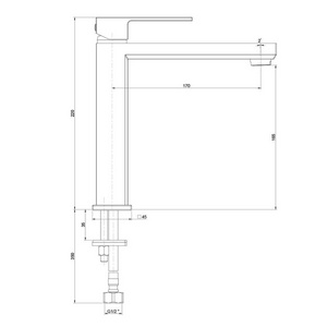 Смеситель для раковины, высота излива165 мм, без д/к, цвет черный,  ZZ Paini Grazia 21PZ205M