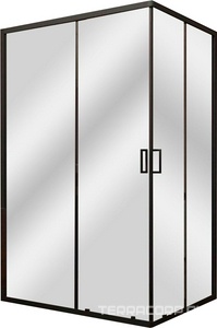 Душевой угол Veconi -14 Арт.14-10090-01-C5, двери раздвижные, cтекло прозрачное/6мм, профиль чёрный матовый,  ZZ Veconi RV RV14-10090-01-C5