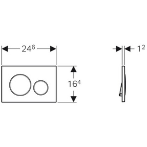 Клавиша двойного смыва, (сплав цинка, панель и клавиши стекло цв.песочно-серый, кольца цв.хром),  ZZ Geberit Sigma 21 115.884.TG.1