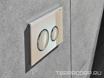 Клавиша двойного смыва, (сплав цинка, панель и клавиши стекло цв.песочно-серый, кольца цв.хром),  ZZ Geberit Sigma 21 115.884.TG.1