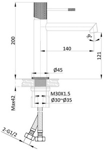Смеситель для раковины, без д/к, (цв.вороненая сталь),  Vincea Desire VBF-1D1GM