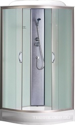 Душевая кабина CS-6681F 80х80х215 см, с крышей, четверть круга, стекло матовое 4мм, поддон 13 см, профиль мат.хром, ZZ