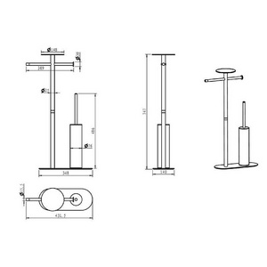 Стойка напольная двухпозиционная, держатель туал. бумаги, ершик, полотенцедержатель, полка цвет золото Matt Gold, ZZ Boheme Универсал 10953-MG