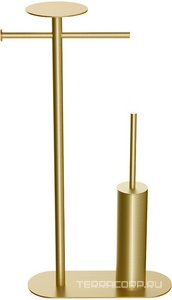 Стойка напольная двухпозиционная, держатель туал. бумаги, ершик, полотенцедержатель, полка цвет золото Matt Gold, ZZ Boheme Универсал 10953-MG