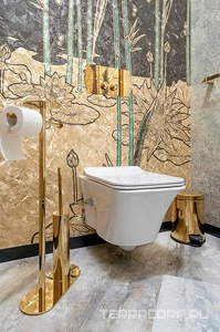 Стойка напольная двухпозиционная, держатель туал. бумаги, ершик, полотенцедержатель, полка цвет золото Matt Gold, ZZ Boheme Универсал 10953-MG