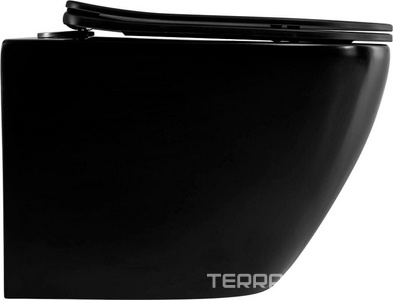 Унитаз подвесной, безободковый, 36х48м, сиденье с микролифтом, крепеж в компл., (цв.черный матовый),  ZZ Art & Max Ovale AM011CHR-MB/SC