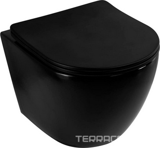 Унитаз подвесной, безободковый, 36х48м, сиденье с микролифтом, крепеж в компл., (цв.черный матовый),  ZZ Art & Max Ovale AM011CHR-MB/SC