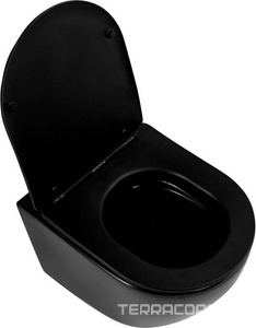 Унитаз подвесной, безободковый, 36х48м, сиденье с микролифтом, крепеж в компл., (цв.черный матовый),  ZZ Art & Max Ovale AM011CHR-MB/SC