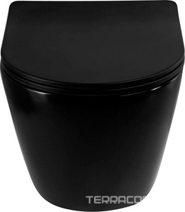 Унитаз подвесной, безободковый, 36х48м, сиденье с микролифтом, крепеж в компл., (цв.черный матовый),  ZZ Art & Max Ovale AM011CHR-MB/SC