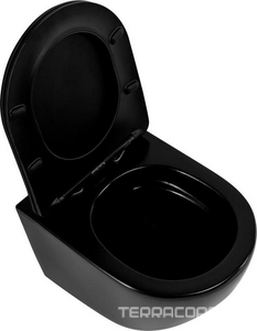 Унитаз подвесной, безободковый, 36х48м, сиденье с микролифтом, крепеж в компл., (цв.черный матовый),  ZZ Art & Max Ovale AM011CHR-MB/SC