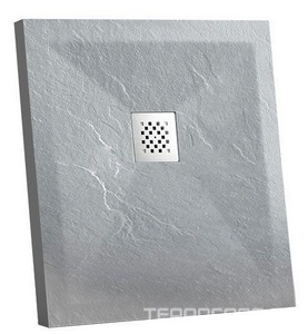 Поддон для душа 900х900хh25мм, квадрат, крышка слива нерж.сталь в компл., без сифона арт. VSPH-D132,  (искуствен.камень. цв.серый), Vincea ZZ Vincea Универсал VST-4SR9090G