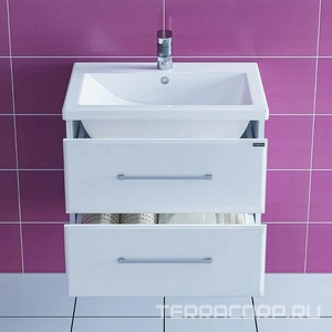 Тумба подвесная СанТа""-60 см, БЕЗ раковины (Фостер 60), цвет белый ZZ Санта Омега 207045 / Омега 60