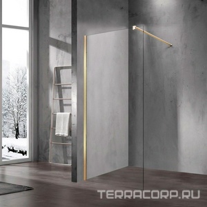 Душевая перегородка 1000хh2000мм, правая/левая, (стекло прозрач.8мм, поперечн. укорачиваемый кронштейн 1200мм, фурнит.цв.золото матовое),  ZZ Vincea Walk-In VSW-1H100CLG