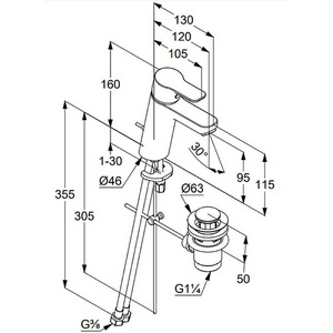 Смеситель для раковины, с донным клапаном, цв.белый XX Kludi Pure&Easy 372909165