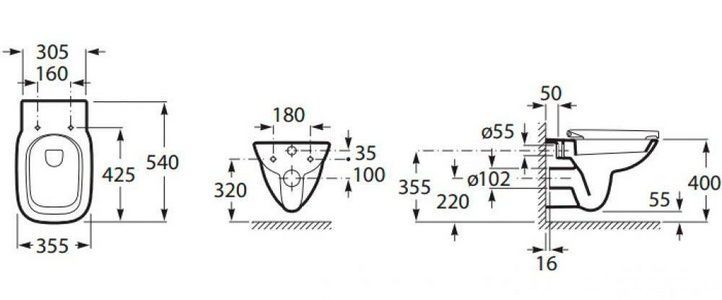 Подвесной унитаз , без крышки ZZ Roca Debba 346997000
