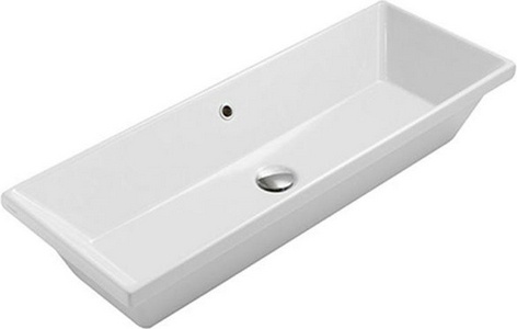 Раковина встраиваемая в столешницу сверху, прямоугольная 900х340хh30(170)мм, без отв.д/смесит., с переливом,  ZZ Globo Stockholm FO090.BI