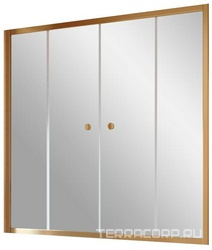 Шторка на ванну Z2V, 180x140 см, раздвижная, профиль бронза, стекло шиншилла ZZ