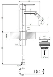 Смеситель для биде, без д/к, (цв.черный матовый),  ZZ Cezares Glam GLAM-BS1-NOP
