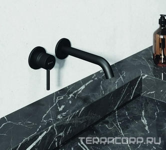 Смеситель для раковины  однорычажный встраив. в стену на 2 отверстия, внеш.часть (БЕЗ внутр.арт.38243 ). цв.черный ZZ Kludi BOZZ 382453976