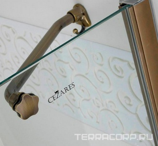 Душ.угол.1200х900хh1950мм,R550,ассиметрич, "Правая" (петли слева), вход 730мм,(стек.8мм, матов.с прозр.рис,фурн.цв.бронза),Magic-RP ZZ Cezares Magic-Royal Palce MAGIC-RH-1-120/90-ROYAL PALACE-PP-Br-R