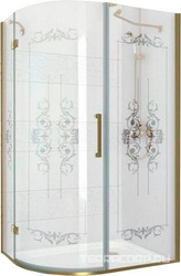 Душ.угол.1200х900хh1950мм,R550,ассиметрич, "Правая" (петли слева), вход 730мм,(стек.8мм, матов.с прозр.рис,фурн.цв.бронза),Magic-RP ZZ