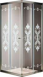Душевое ограждение квадр. 885-900х885-900хh1950мм, 2 сдвижные двери, (ст.прозр.с матовым рисунком 6мм, фурн/бронза), Giubileo ZZ