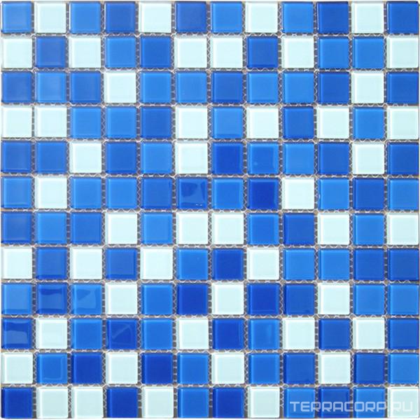 Мозаика Мастера Керамики Glass Мозаика CB021(Аква) бело-синий (чип 2.5x2.5) ZZ30x30 Комбинированный, фото 3