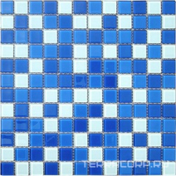 Мозаика CB021(Аква) бело-синий (чип 2.5x2.5) ZZ|30x30