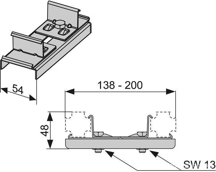 Соединение универсальное для сборки профилей, (оцинкованная сталь), TECEprofil