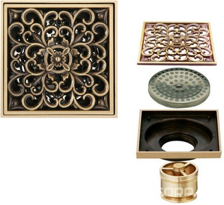 Трап сливной CANYON d40, с декоративной решеткой 100х100 мм, с мех-м обратным клапаном, бронза XX Veragio Canyon VR.CAN-2007.BR