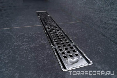 Дренаж.канал 650мм, готовый компл, сифон d50 вых.вбок 48л/мин,затвор(сухой/гидро),мин h монтаж 52мм, 2х стор.вставка цв.мат.хром c перф/под плитку, ZZ Pestan Betto Net Line 13702517