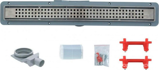 Дренаж.канал 650мм, готовый компл, сифон d50 вых.вбок 48л/мин,затвор(сухой/гидро),мин h монтаж 52мм, 2х стор.вставка цв.мат.хром c перф/под плитку, ZZ Pestan Betto Net Line 13702517