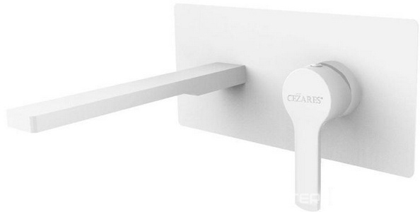 Смеситель для раковины настенный, излив 200мм, (внутр.часть в компл.), (цв.белый матовый),  ZZ Cezares Ovest OVEST-BLI-20-BIO