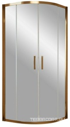 Душевое ограждение ZS, 90*90*1900, профиль бронза, стекло "шиншилла", БЕЗ поддона