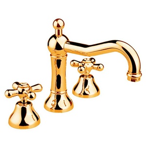 Смеситель для раковины на 3 отв. с д/к (цв.гальван.золото, ручки  Half Dome), Nicolazzi ZZ Nicolazzi Classical luxury 1409 GB 70