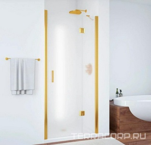 Дверь в нишу , 100x190 см, одностворчатая распашная, правая, профильзолото, стекло сатин ZZ Vegas Glass AFP AFP 100 09 10 / правая