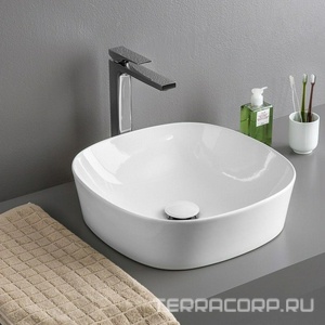 Раковина накладная на столешницу, 420х420хh125мм, без отв.д/смесит., без перелива, (цв. белый),  ArtСeram Ghost GHL001 01; 00