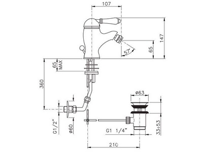 Смеситель для биде, с д/к, (цв.золото 24k, ручка ), Nicolazzi ZZ Nicolazzi Cristallo 3403 GO 33