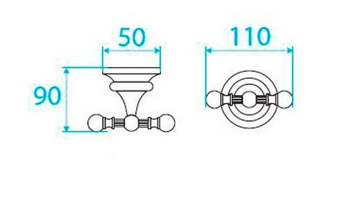 Крючок двойной (цв.золото),  ZZ Cezares Olimp OLIMP-DHK-03/24
