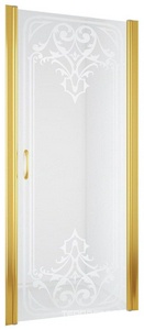 Дверь в нишу , 90*190 см, одностворчатая, распашная, профиль золотой, рисунок матовый стекло прозрачное, БЕЗ покрытия, ZZ Vegas Glass EP ЕР 90 09 ARTDECO D2