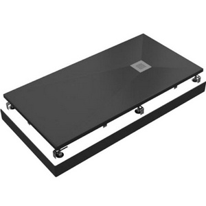 Поддон "" 120x80, прямоугольный, плоский, литьевой мрамор, без сифона, цв. черный, ZZ Bas Essentia ЛП00060