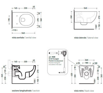 Унитаз подвесной 54х36хh27см, без сиденья, крепёж в компл., (цв. carbone), App ZZ Flaminia APP AP118S carbone