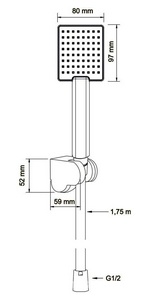 Душевой набор: лейка ручного душа, шланг, кронштейн, (цв.черный матовый),  ZZ Swedbe Hermes 5136B
