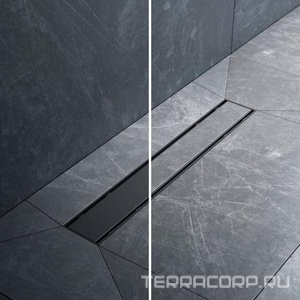 Душевой трап (лоток) 50 PrimeFlow  комбинированный затвор с черной матовой решеткой под плитку ZZ AMPM Универсал W02SC-U11-050-04BM