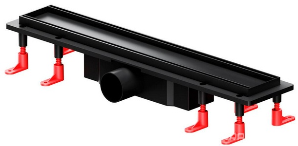 Душевой трап (лоток) 50 PrimeFlow  комбинированный затвор с черной матовой решеткой под плитку ZZ AMPM Универсал W02SC-U11-050-04BM