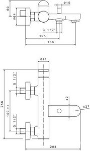 Смеситель для ванны/душа, без душевых аксессуаров, цв. хром глянец Kerama Marazzi OLE 69440KM.21.018