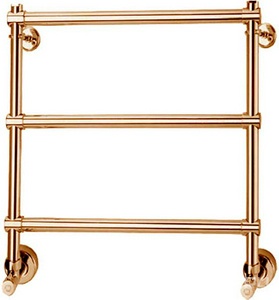 Полотенцесушитель 400(430)хh500х125мм, подвод воды int.370мм, (цв. бронза), краны, крепёж в компл., (ГВС, 6 bar) Margaroli 440 ZZ Margaroli Sole 440-400x518,5-370/3M Old Brass